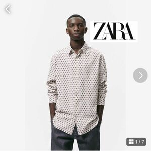 ZARA 柄シャツ　ユニセックス　派手シャツ 長袖 百合　柄