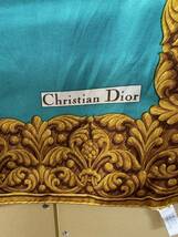 【1円スタート！】Christian Dior クリスチャン・ディオール スカーフ ブルー系 ロゴ シルク100％ 中古 シミ跡有り_画像7