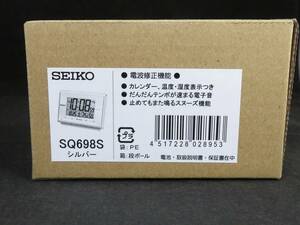 未使用　セイコー SEIKO SQ698S 置き時計 電波時計 デジタル アラーム カレンダー 温度計　*012924