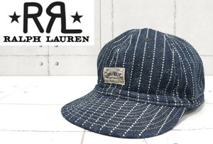 RRL dot stripe Denim service cap Work cap RALPH LAUREN Ralph Lauren wobashu cap hat CAP