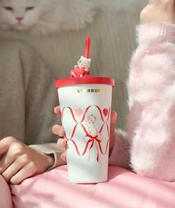  Starbucks start ba China abroad 2024 Valentine ribbon cat. TOGO tumbler 