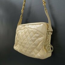 #auu シャネル CHANEL ショルダーバッグ ベージュ マトラッセ チェーン ゴールド ココチャーム レディース [838976]_画像3