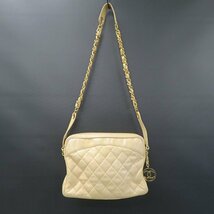 #auu シャネル CHANEL ショルダーバッグ ベージュ マトラッセ チェーン ゴールド ココチャーム レディース [838976]_画像1