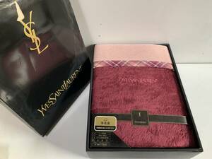 Eu612◆Yves Saint Laurent イブサンローラン◆ウール混毛布 毛布 ウール 羊毛 サイズ140㎝×200㎝ 3141-2070 ピンク系 贈答品 未使用