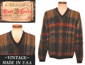 60s ビンテージ ARROW アロー USAアメリカ製 Mohair モヘア knit セーター vintage ウエアハウス campus ニードルス RRL マクレガー model