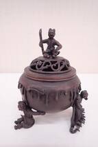 高岡銅器 金工作家 「村田宏」作 蝉型鋳造 三足香炉 全2点 伝統工芸品 P12203_画像4