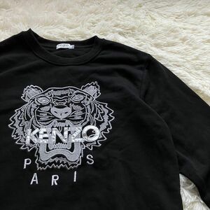 希少カラー ケンゾー KENZO 銀×黒 タイガー刺繍 シルバー スウェット トレーナー　ビッグロゴ