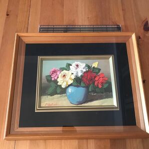塚田國次　K.TSUKADA 油絵　花　花瓶　1981年 インテリア 絵画 額装 アート
