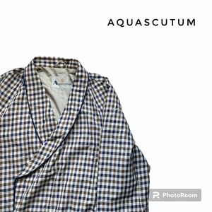 Aquascutumアクアスキュータム　ガウンコート　ロング丈　チェック柄　古着