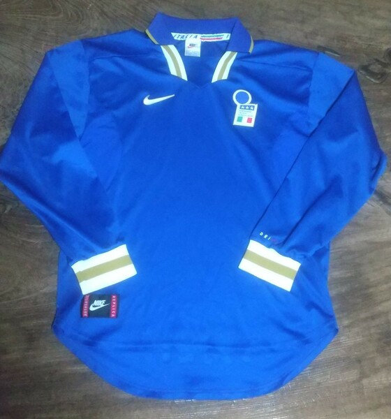 値下交渉 1996-97年 イタリア代表 NIKE 長袖 MADE IN UK 検)EURO ENGLAND WORLD CUP AZZURI ITALY L/S アズーリ ユーロ ワールドカップ Y2K