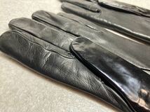 新品　マリオポルトラーノ（伊）　手袋/グローブ　８　２３ｃｍ　エナメル×レザー　ライニングはウール　黒　定価２．２万円_画像3