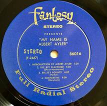 LP★Albert Ayler / My Name Is Albert Ayler 1965年USオリジナル盤 Fantasy青ラベル 希少ミスプリント盤 86016 _画像4