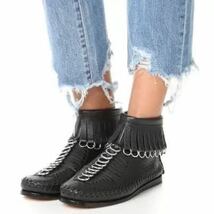 美品 約10万円 Alexander Wang アレキサンダーワン モカシンレザー ブーツ 黒_画像1