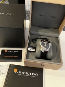 ハミルトン 時計 ベンチュラ オープンハート オート 35mm 自動巻き 腕時計 メンズ H24515732 HAMILTON ブラック 【美品】