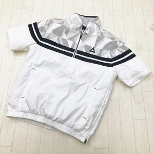 和157★② lecoq sportif GOLF COLLECTION ルコックスポルティフ ゴルフ 半袖 ハーフジップ シャツ 中綿入り M メンズ ホワイト グレー