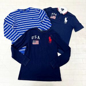 ◎ ④ 3点 セット POLO RALPH LAUREN ポロ ラルフローレン Tシャツ 長袖 シャツ 半袖 キッズ メンズ170 180