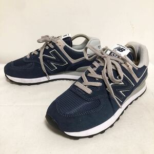 和172★② newbalance Classic 574 ニューバランス クラシック スニーカー シューズ スエードレザー 24.5 メンズ ネイビー