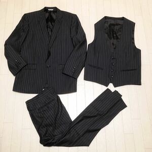 和180★① renoma HOMME SPARKLE BRIGHT レノマ オム スーツ セットアップ テーラードジャケット ベスト パンツ A5 メンズ グレー