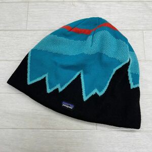 1308◎ patagonia パタゴニア アウトドア 帽子 キャップ ニット帽 カジュアル 総柄 ブラック ブルー メンズALL