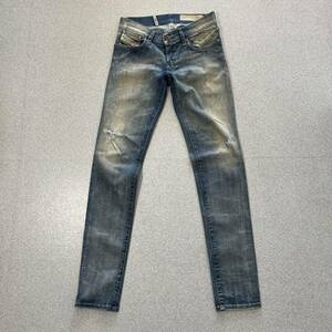 DIESEL ディーゼル Getlegg デニム パンツ ボトムス スキニー ストレッチ ダメージ加工 ユーズド加工 イタリア製 レディース W25×L32