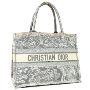 1円 ◎極美品 Christian Dior クリスチャンディオール ブックトート ミディアム ハンドバッグ トワルドゥジュイ グレー◎K.Dsus.tI-10