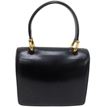 1円 ■ セリーヌ ハンドバッグ ブラック系 レザー ダブルフラップ ヴィンテージ フォーマル CELINE ■E.Csim.hP-25_画像2