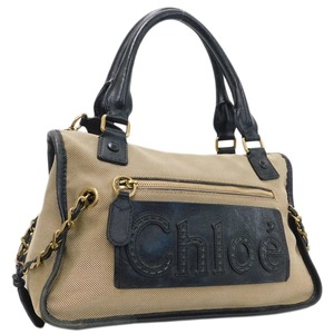 1円 ■ 美品 クロエ ハンドバッグ 03-10-51-5811 キャンバス×レザー お出かけ ショッピングChloe ■E.Bmmr.tI-30