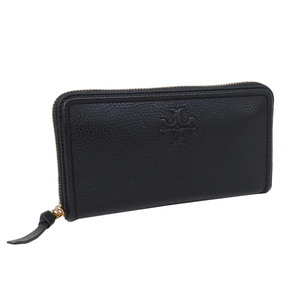 1円 ■ 極美品 トリーバーチ 長財布 ブラック系 レザー ロゴ ウォレット ゴールド金具 Tory Burch ■Bmu-31