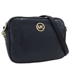 1円 ■ 美品 マイケルコース ショルダーバッグ ブラック系 レザー 斜め掛け 小さめ MICHAEL KORS ■E.Bme.An-9