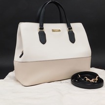 1円 ■ 美品 ケイトスペード 2wayバッグ ホワイト系×ベージュ系 レザー おしゃれ 普段使い Kate Spade ■E.Bsg.An-23_画像1