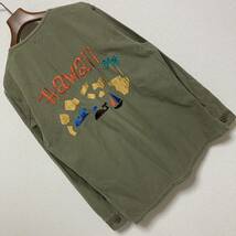 PIG＆ROOSTER■ハワイ刺繍 ノーカラー ミリタリー ユーティリティシャツ 40 L オリーブ ピッグアンドルースター DA UTILITY SHIRT HAWAII_画像2