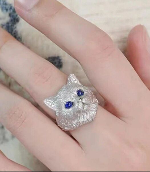 【シルバー猫リング】指輪 アクセサリー ジュエリー リング 優雅なデザイン