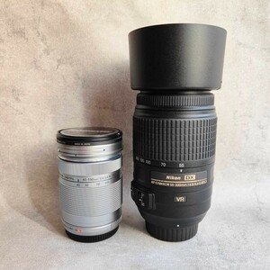 Nikon DX AF-S NIKKOR 55-300mm 1:4.5-5.6 G ED VR OLYMPUS 40-150mm 1:4-5.6 R ED MSC カメラレンズ 2個セット