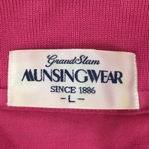 マンシングウェア 半袖ポロシャツ ピンク×ゴールド ロゴ刺しゅう ラインストーン レディース L ゴルフウェア Munsingwear_画像4