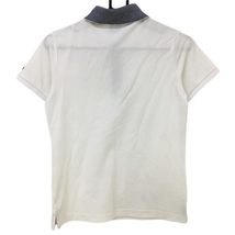 フィドラ 半袖ポロシャツ 白×ネイビー 襟ボーダー ロゴワッペン レディース M/M ゴルフウェア FIDRA_画像2
