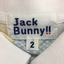 【美品】ジャックバニー ノースリーブポロシャツ グリーン×イエロー×ネイビー ロゴ総柄 レディース 2(L) ゴルフウェア Jack Bunny_画像3