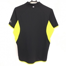 【超美品】カッパ 半袖ハイネックシャツ 黒×イエロー ハーフジップ 前面総柄 メンズ M ゴルフウェア Kappa_画像2