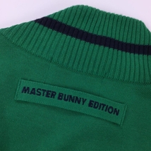 【美品】マスターバニー ジップニットベスト グリーン×ネイビー ネック裾ライン メンズ 6(XL) ゴルフウェア MASTER BUNNY EDITION_画像4