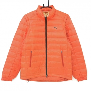 [ beautiful goods ] Puma 2WAY down jacket orange × black Logo .... sleeve demountable men's M Golf wear PUMA