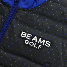 ビームスゴルフ ダウンベスト 黒×ブルー 切り替 一部ダウン ドット メンズ M ゴルフウェア BEAMS GOLF_画像3