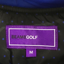 ビームスゴルフ ダウンベスト 黒×ブルー 切り替 一部ダウン ドット メンズ M ゴルフウェア BEAMS GOLF_画像4