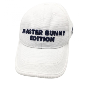 【美品】マスターバニー キャップ 白×ネイビー 織生地 立体ロゴ刺しゅう FR ゴルフウェア MASTER BUNNY EDITION