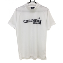 【超美品】クランク 半袖ハイネックシャツ 白×ネイビー プリント メンズ L ゴルフウェア CLUNK_画像1