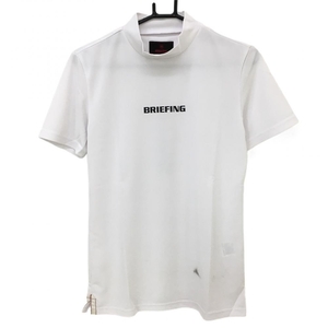 ブリーフィング 半袖ハイネックシャツ 白×黒 バックロゴ メンズ S ゴルフウェア BRIEFING