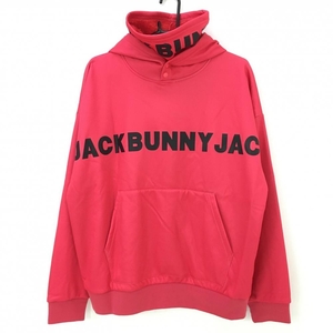 【超美品】ジャックバニー パーカー ピンク×黒 裏ボア ビッグロゴ メンズ 6(XL) ゴルフウェア 2022年モデル Jack Bunny