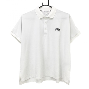 ジャックバニー 半袖ポロシャツ 白 フレンチスリーブ 後ろビッグロゴ レディース 2(L) ゴルフウェア 2023年モデル Jack Bunny