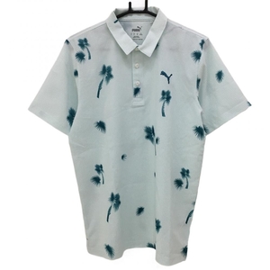 [ super-beauty goods ] Puma polo-shirt with short sleeves light blue × white stripe soccer cloth men's US/S Golf wear PUMA