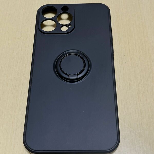 iPhone13promax ケース カバー 黒 ブラック リング付き シリコン ソフト 全面保護 軽量 耐衝撃