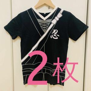 新品 ２枚セット SALE 150cm 定価3,960円 Tシャツ 忍者　なりきり キッズ 綿100%　和風　子供　男の子