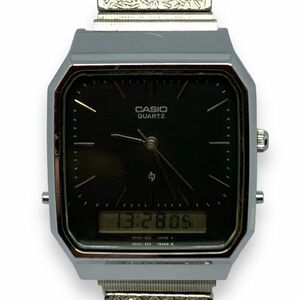 ■稼働品・訳あり　CASIO カシオ AQ-418 クォーツ　チプカシ　アナデジ/デジアナ　ブラック文字盤